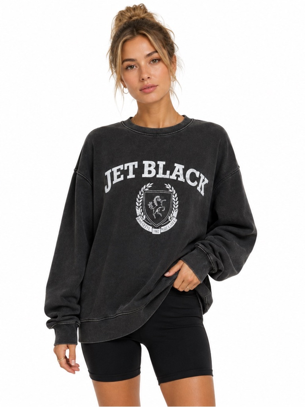 Brunette The Label Jet Black Oversized Crewneck Sweatshirt XL/XXL